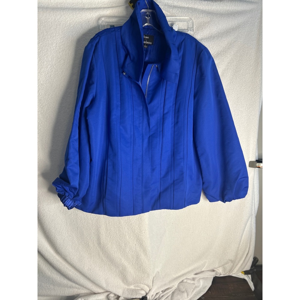Dennis by Dennis Basso Royal Blue Pleated Zip Front Jacket Womens Large L